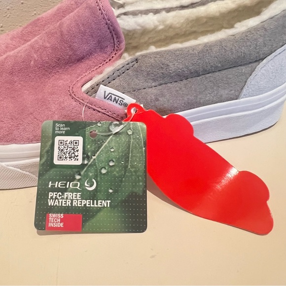 Vans Unisex Pig Suede Shearling Slip On Pink Grey Sneakers Sz W 9 M 7.5 NWT - Picture 15 of 16